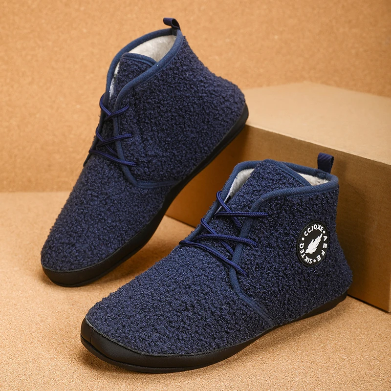 Outdoor Lighting For Your House - MAEDEF メンズ冬の靴暖かい綿のブーツ男性のための滑りにくい快適な屋内屋外ノンスリップハウススリッパスノーブーツ