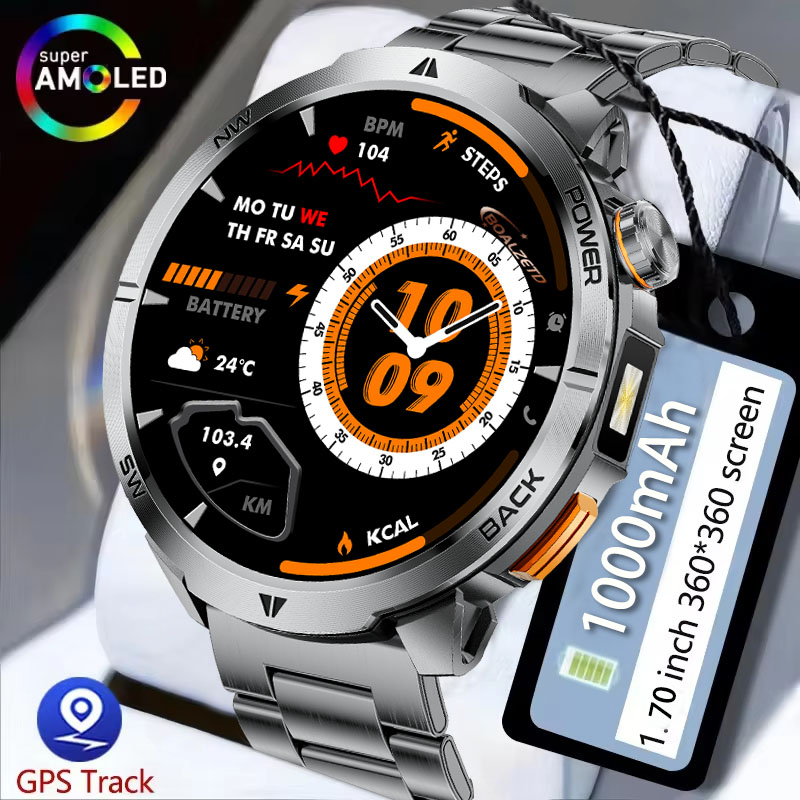 Outdoor Lighting Track - 2026年新型 1000mAh スマートウォッチ 1.7インチHD AMOLEDスクリーン IP68防水