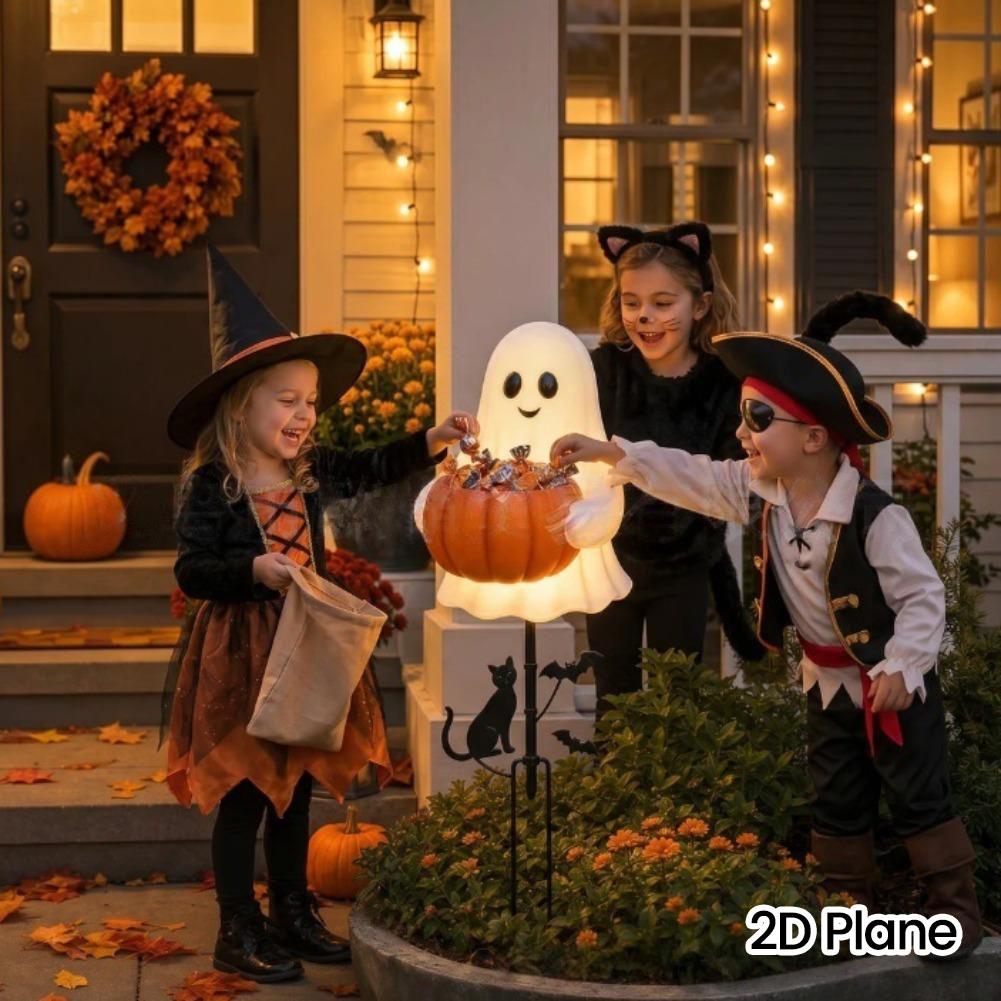 ハロウィンゴーストキャンディホルダー装飾ライト LED屋外ゴ - Outdoor Lighting Effects のレビューと価格