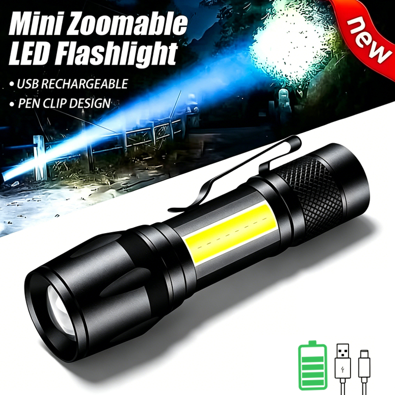 ミニ LED 懐中電灯 COB + XPE ポータブルトーチ - Outdoor Lighting Black のレビューと価格