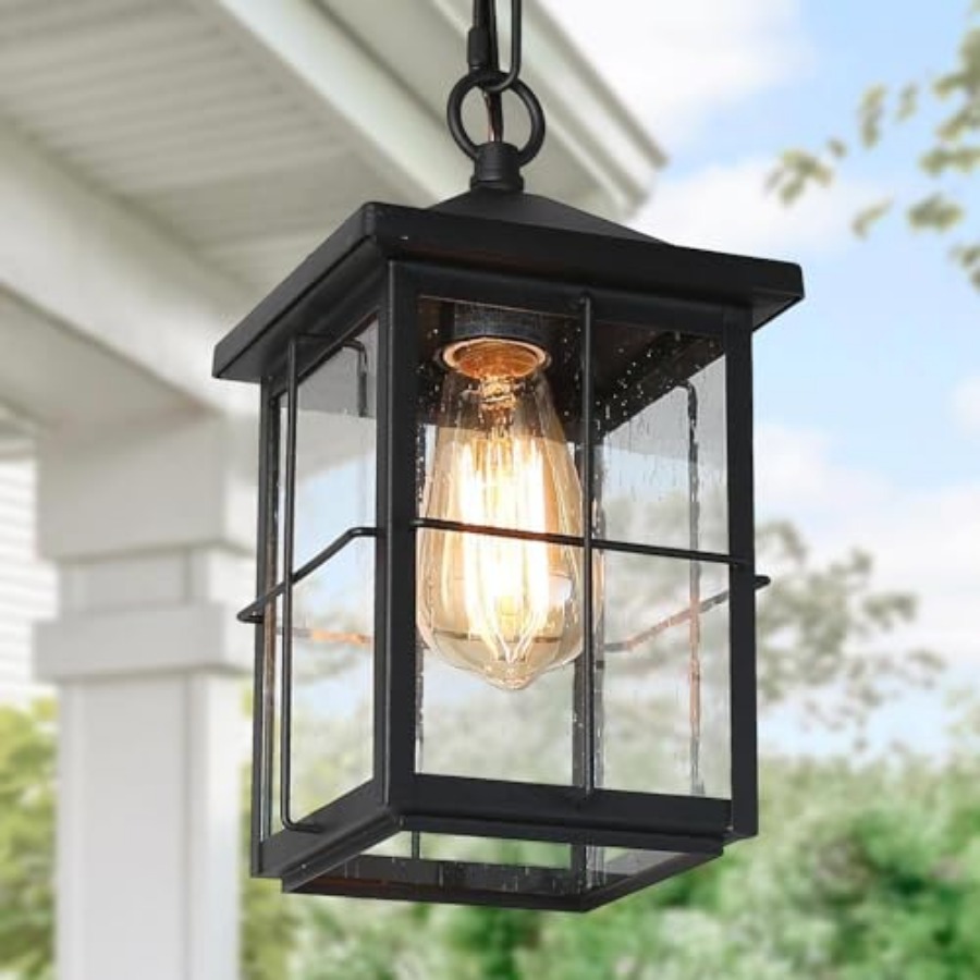 屋外用ペンダントライト器具、ファームハウスブラック防錆天井屋 - Outdoor Lighting Black のレビューと価格