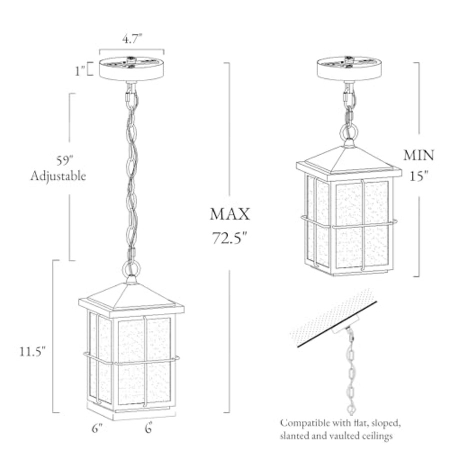 屋外用ペンダントライト器具、ファームハウスブラック防錆天井屋 - Outdoor Lighting Black のレビューと価格