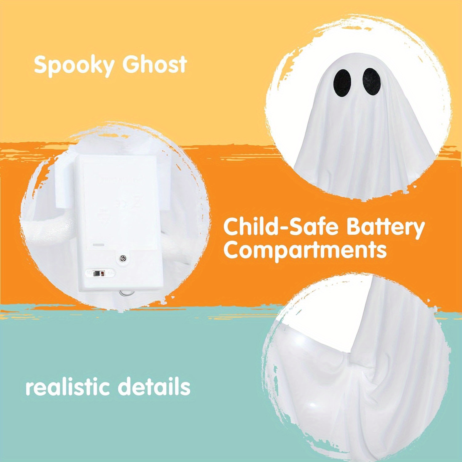ハロウィン吊り下げライトアップゴースト 不気味な白いLEDラ - Outdoor Lighting Effects のレビューと価格