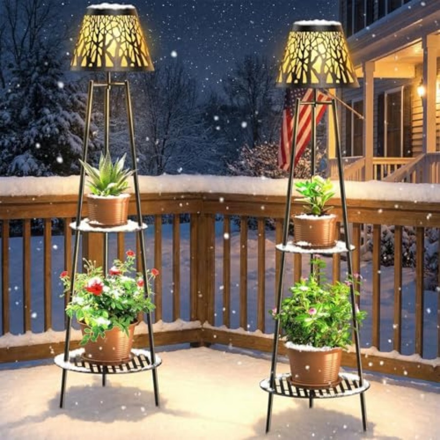 2パック屋外ソーラーフロアランプ、植物スタンド付き、防水メタ - Outdoor Lighting Waterproof のレビューと価格