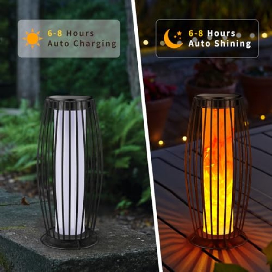 ソーラー屋外フロアランプ ちらつき炎ソーラー屋外ライト ソー - Outdoor Lighting Waterproof のレビューと価格