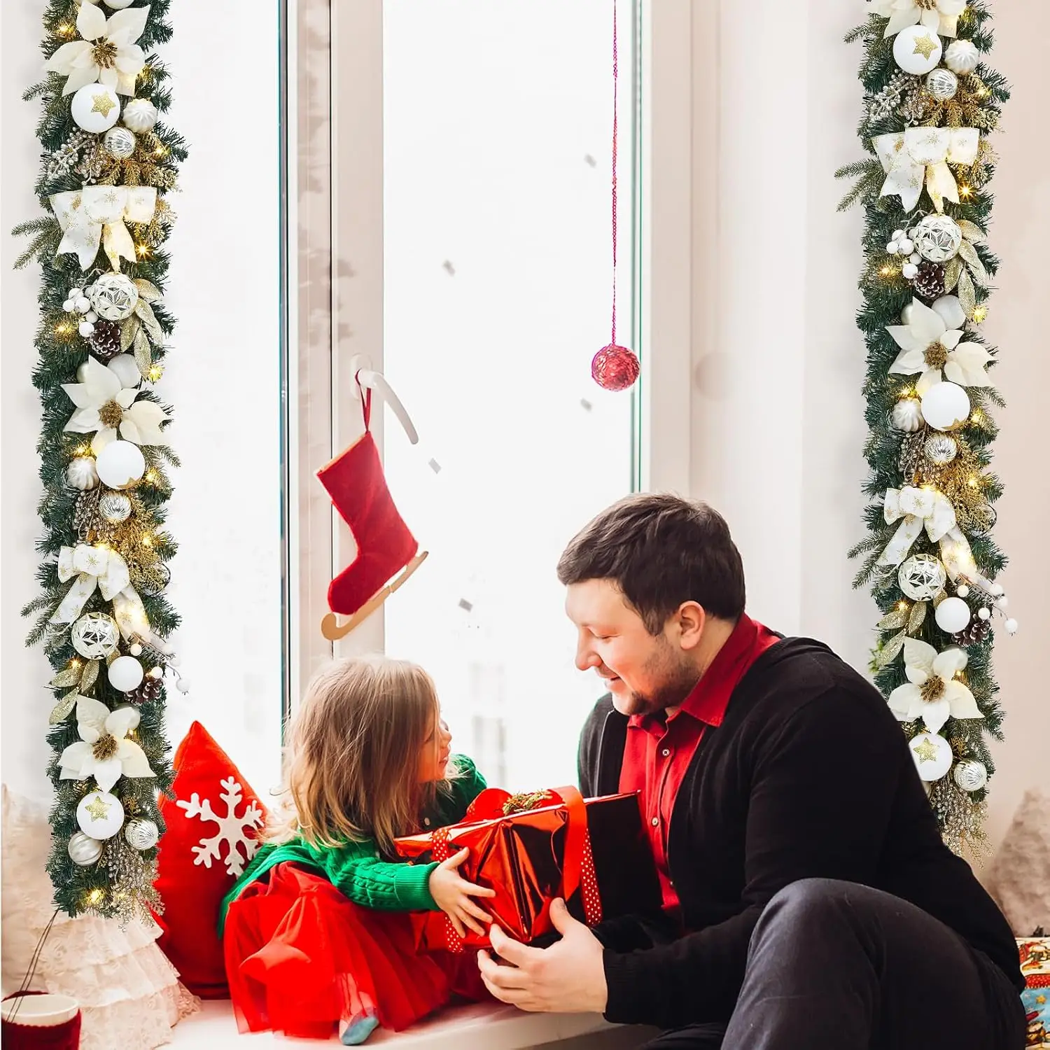 ガーヴィー 6フィートのクリスマスガーランド。20個の温白色 - Outdoor Lighting Effects のレビューと価格